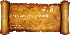 Antonovics Benedek névjegykártya