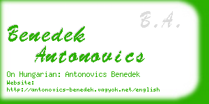 benedek antonovics business card